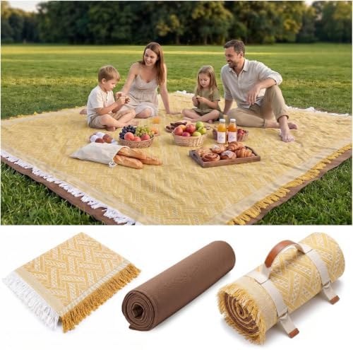 2-in-1 Boho Picnic Blanket and Rug, Waterproof, Option 2