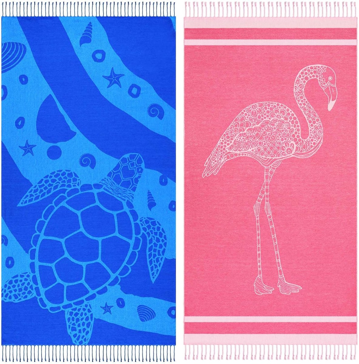 Genovega Cotton Turkish Beach Towels 2-Pack, Printed