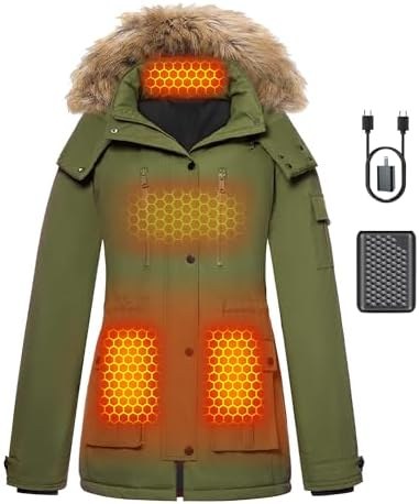 Graphene Heated Puffer Jacket for Women, Long, Option 5