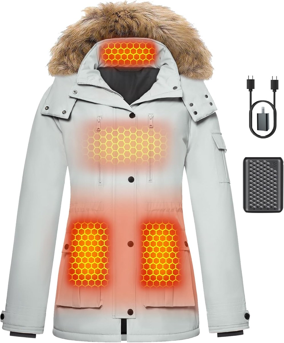 Genovega Graphene Heated Puffer Jacket for Women, Long