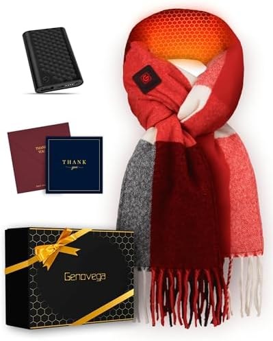 Heated Plaid Scarf Shawl, 6000mAh, Red and Black Plaid