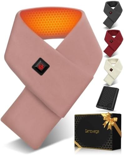 Heated Scarf with 6000mAh Battery, Women and Men, Off Pink