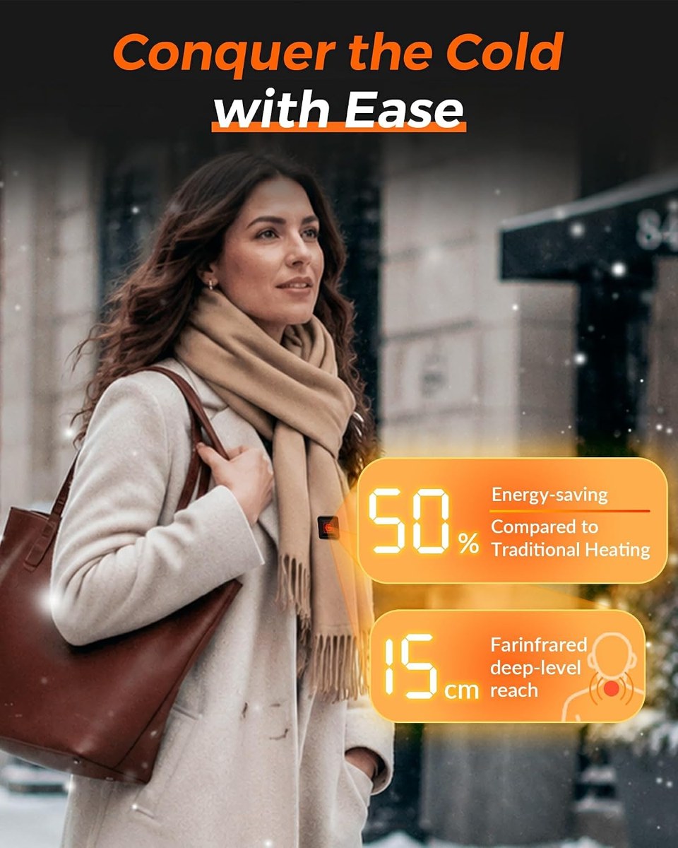 Genovega Rechargeable Heated Scarf Shawl, Women and Men, view 2