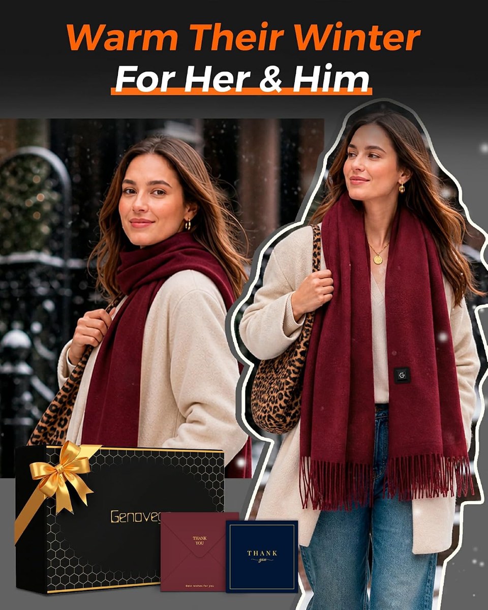 Genovega Wide Heated Scarf Shawl, 71 x 13 Inch, view 2