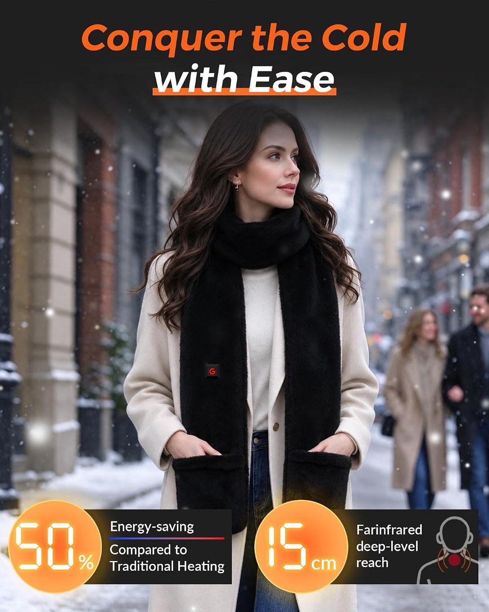 Genovega Heated Scarf with Hand Warmer Pockets, view 2