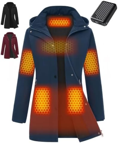 Long Waterproof Heated Jacket for Women with Hood, Option 1