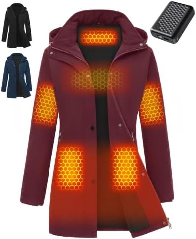 Long Waterproof Heated Jacket for Women with Hood, Option 2