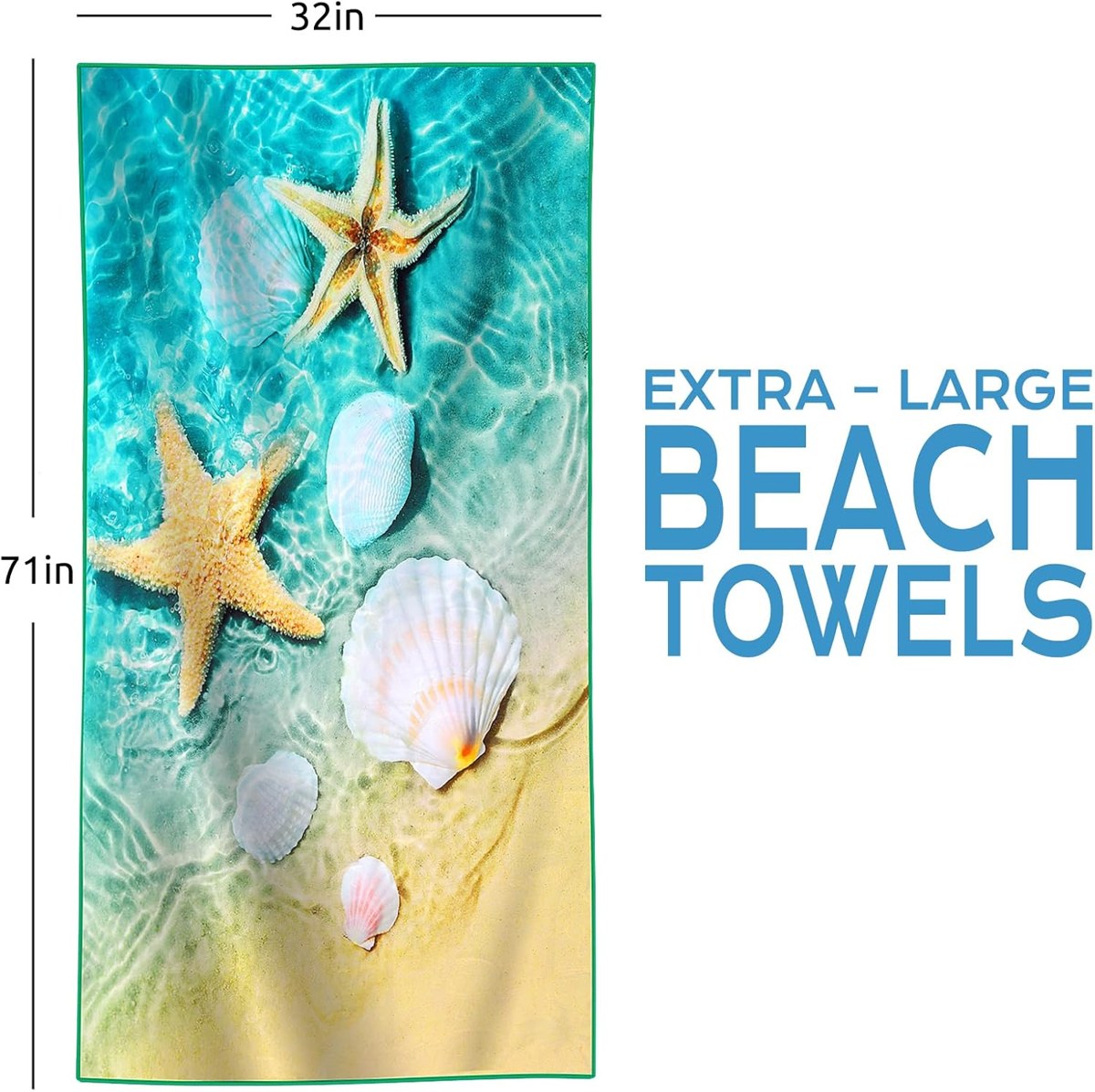 Genovega Microfiber Beach Towels 2-Pack, Sandproof, view 6