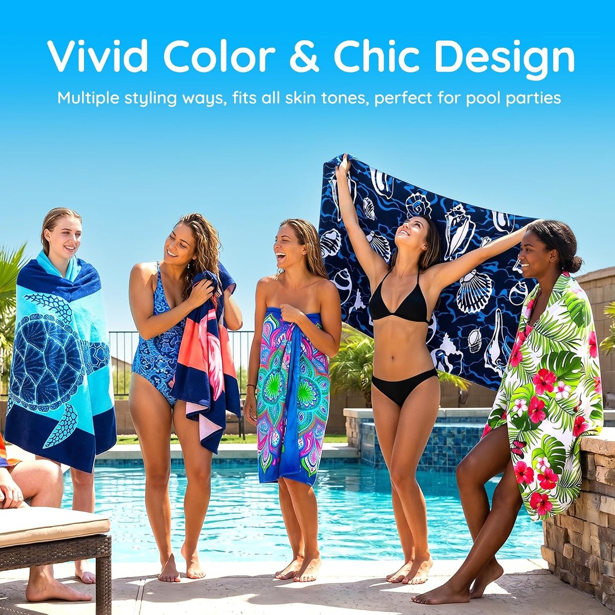 Genovega Oversized Beach Towel Set 2-Pack, Boho and Stripe, view 4