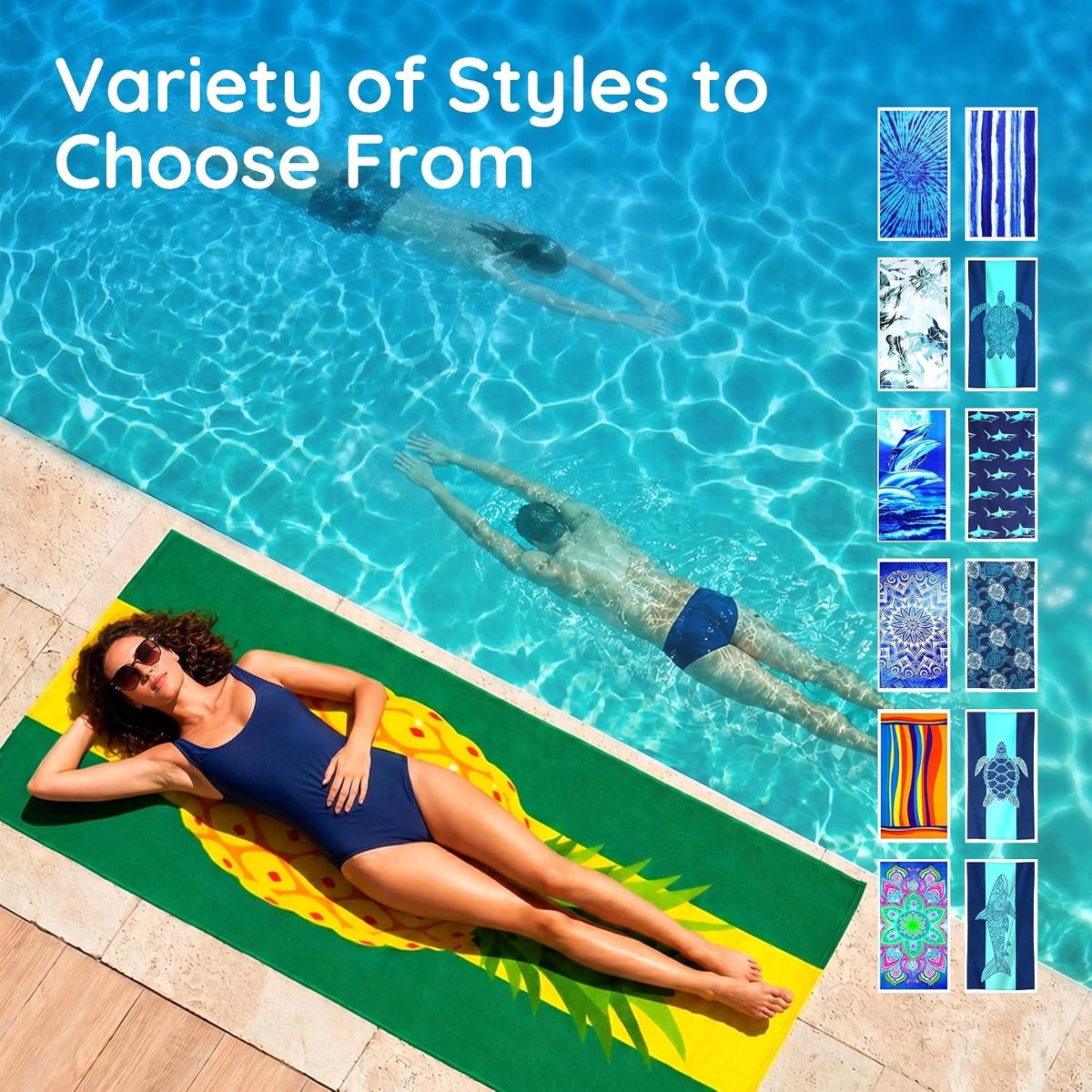 Genovega Oversized Beach Towel Set 2-Pack, Boho and Stripe, view 5
