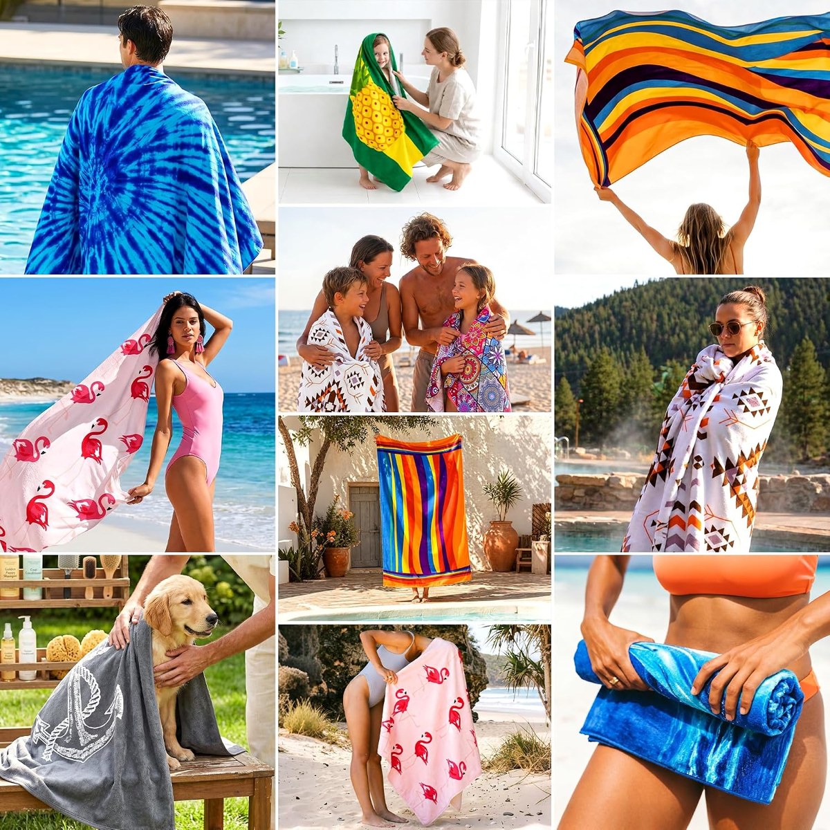 Genovega Oversized Beach Towel Set 2-Pack, Boho and Stripe, view 6