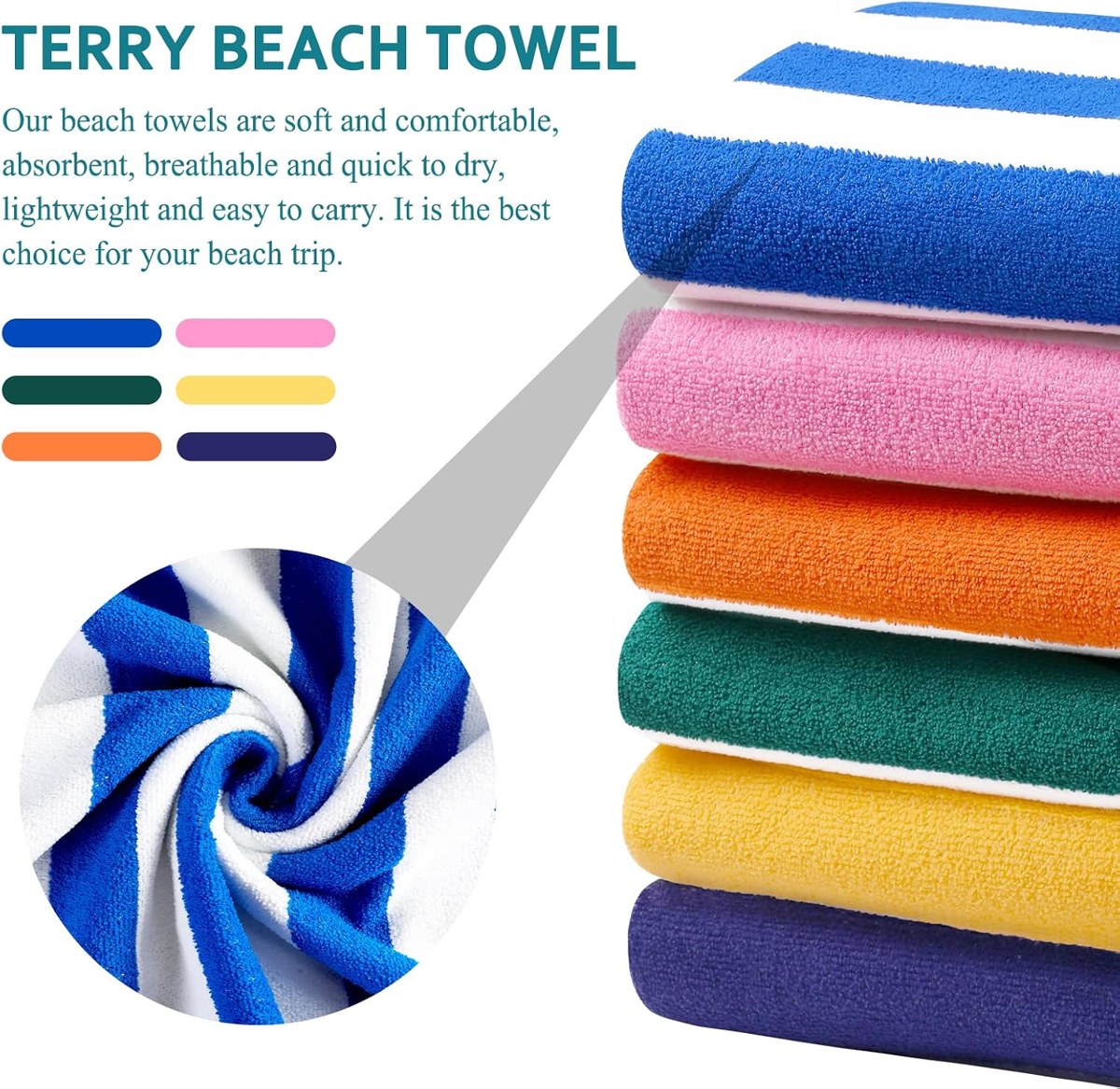 Genovega Oversized Striped Beach and Bath Towels 4-Pack, view 4