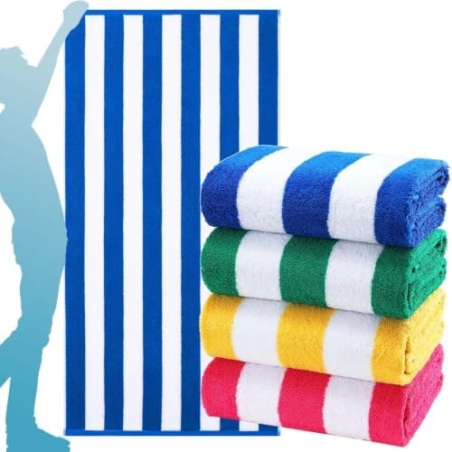 Oversized Striped Beach and Bath Towels 4-Pack, Option 4