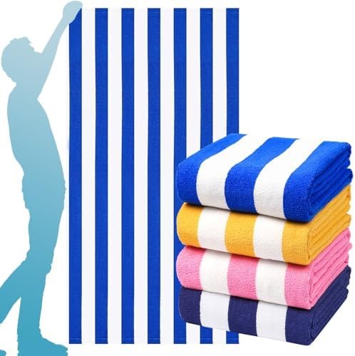 Oversized Striped Beach and Bath Towels 4-Pack, Option 8