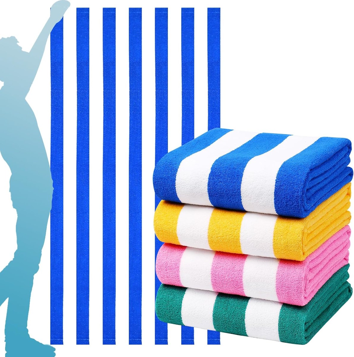 Genovega Oversized Striped Beach and Bath Towels 4-Pack