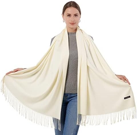 Pashmina Scarf Wrap Shawl for Women, Off White