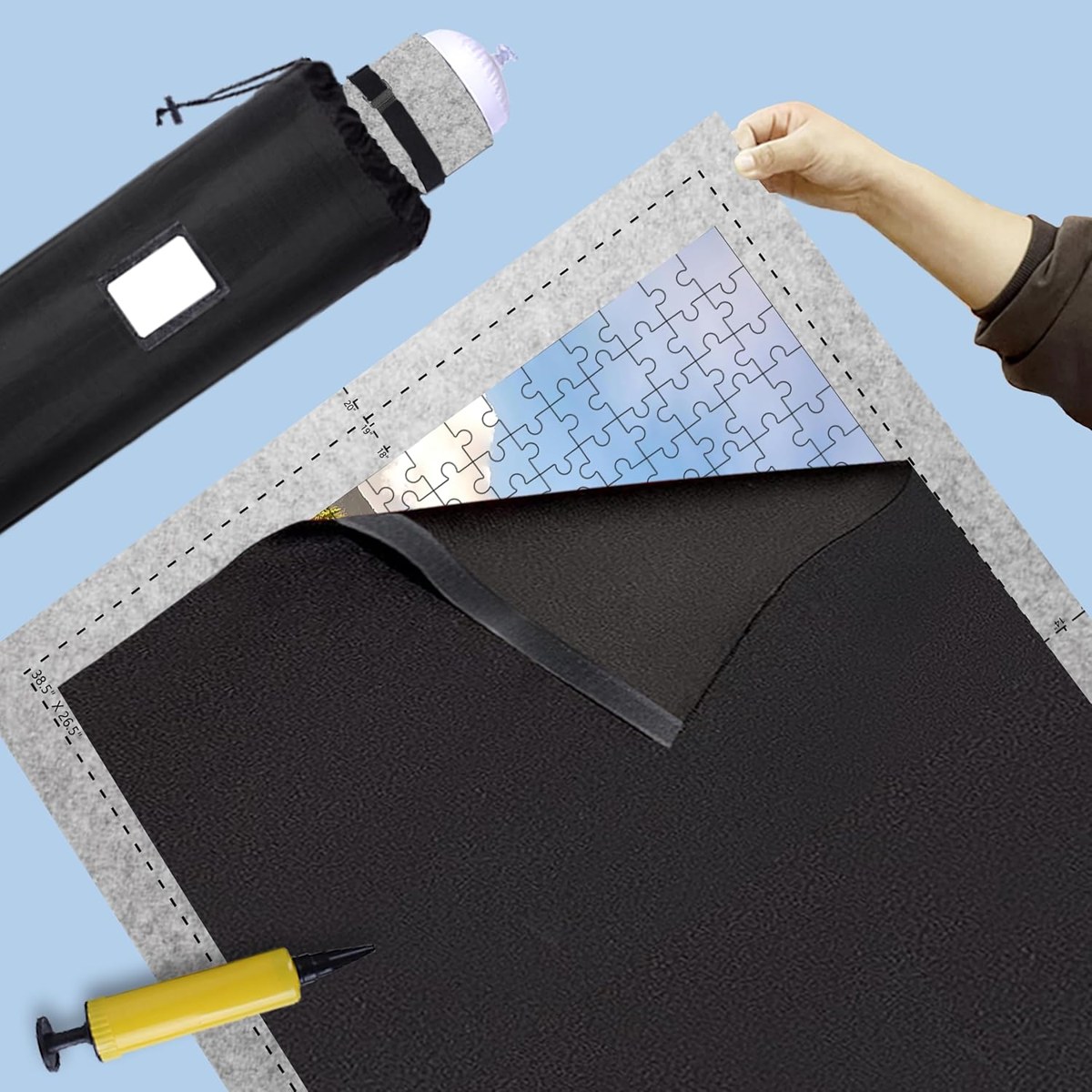 Genovega Puzzle Mat Roll Up with Felt Cover, 2000 Pieces, view 3