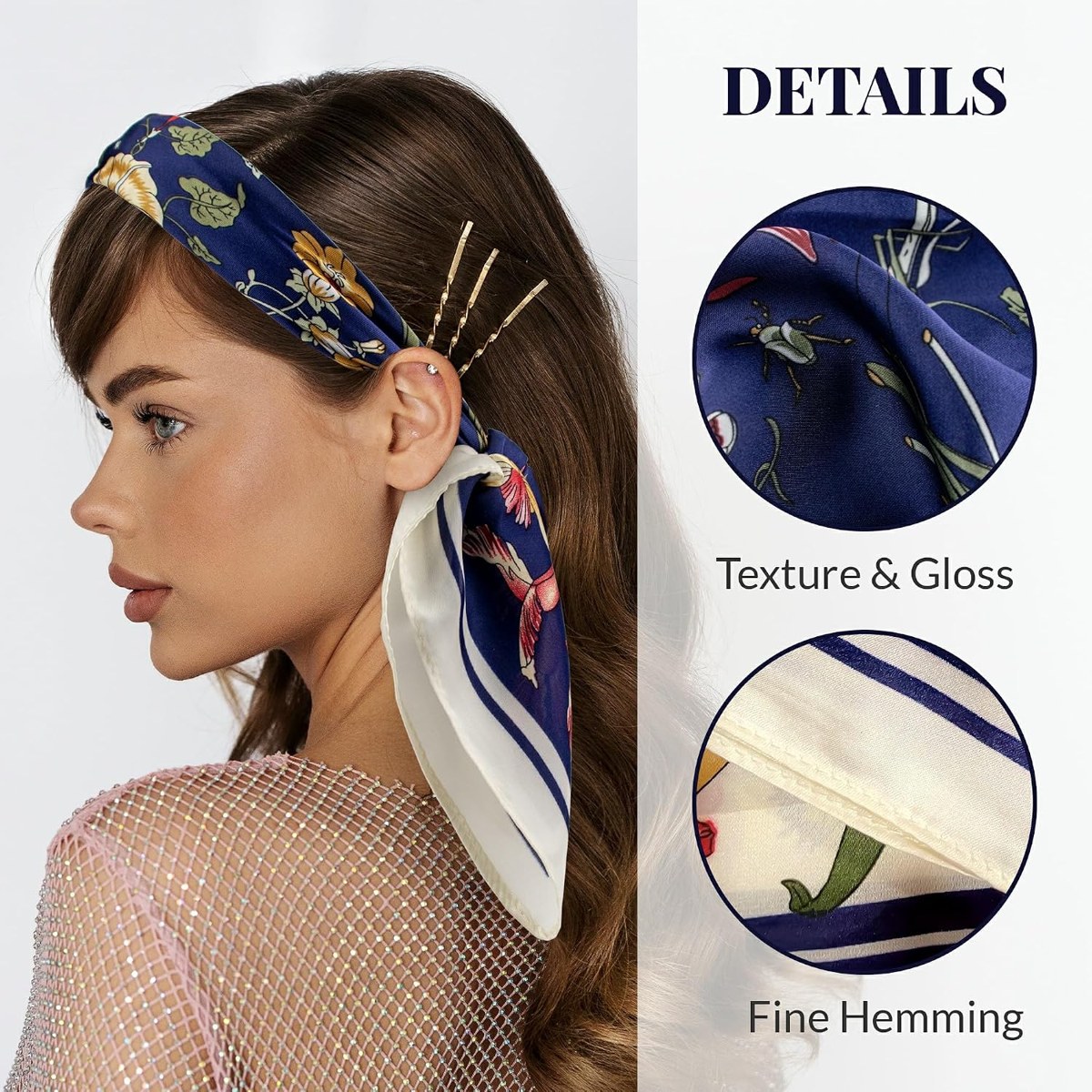 Genovega Satin Silk-Feel Head Scarf Neckerchief, view 4