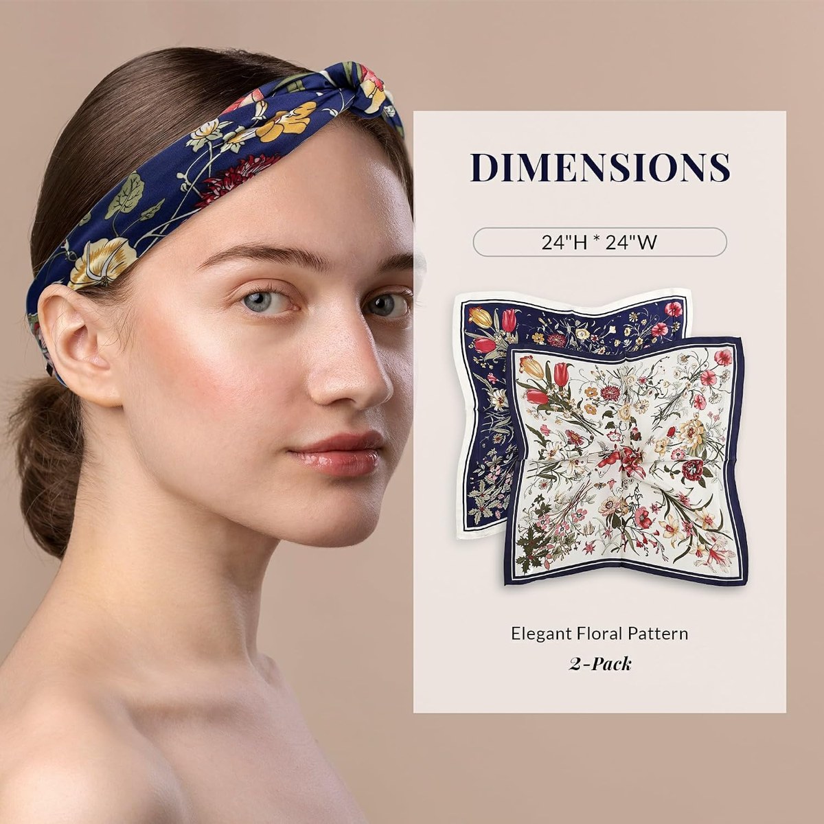 Genovega Satin Silk-Feel Head Scarf Neckerchief, view 5