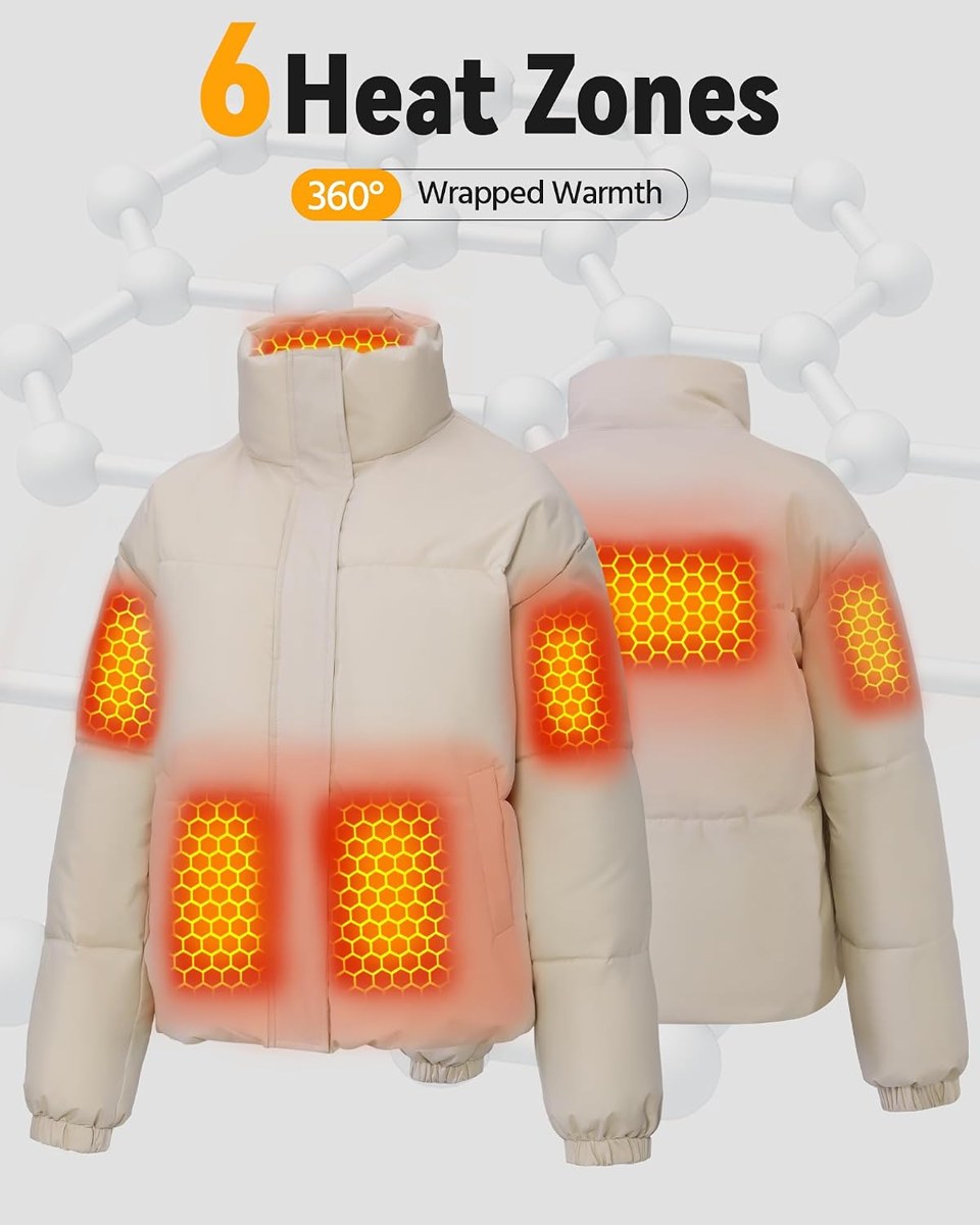 Genovega Short Heated Puffer Jacket for Women, 12V 18400mAh, view 4