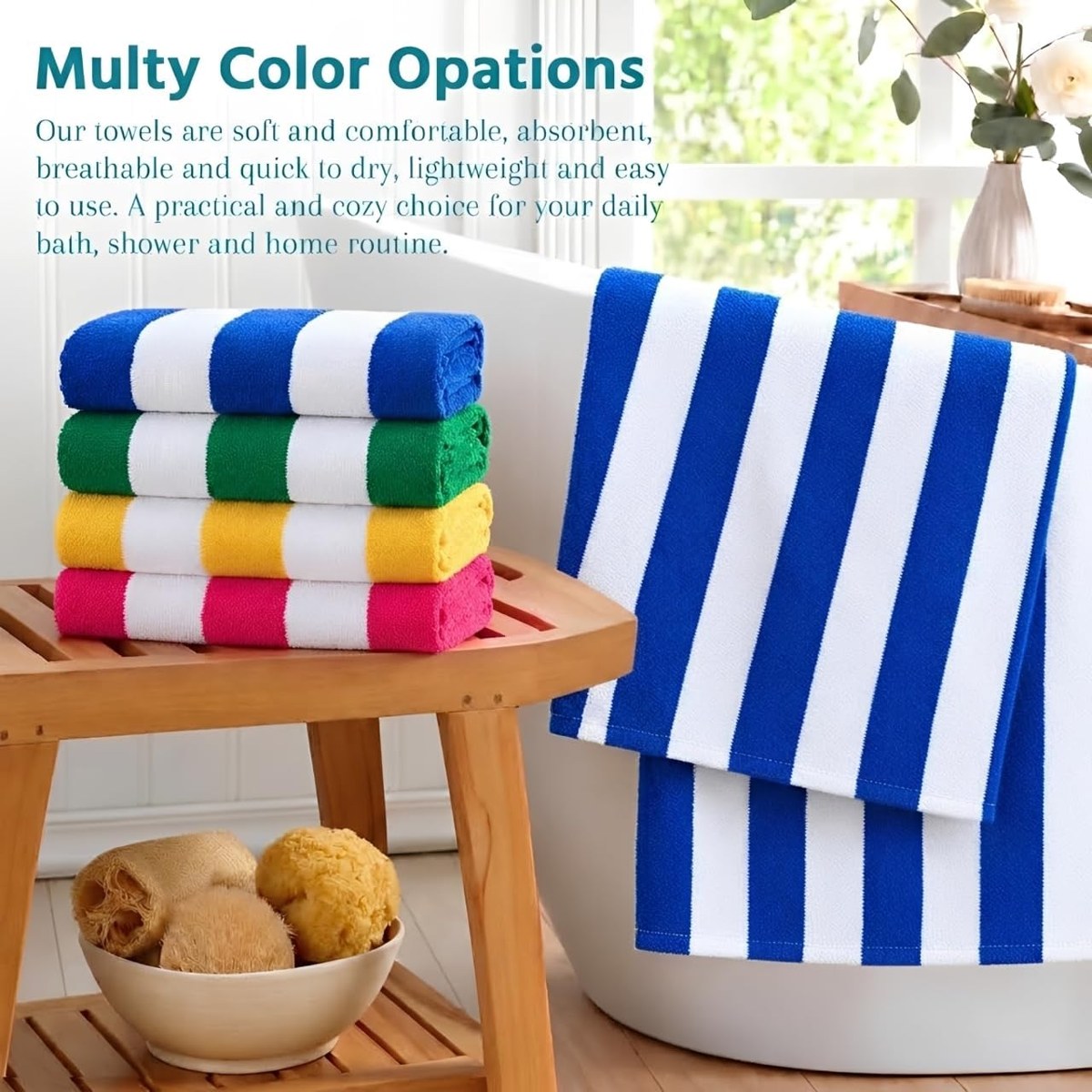 Genovega Striped Beach Towels 6-Pack, 72 x 40 Inch, view 5