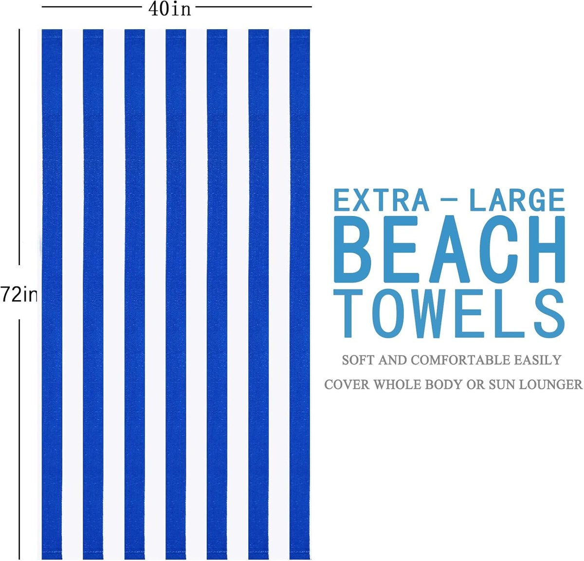 Genovega Striped Beach Towels 6-Pack, 72 x 40 Inch, view 6