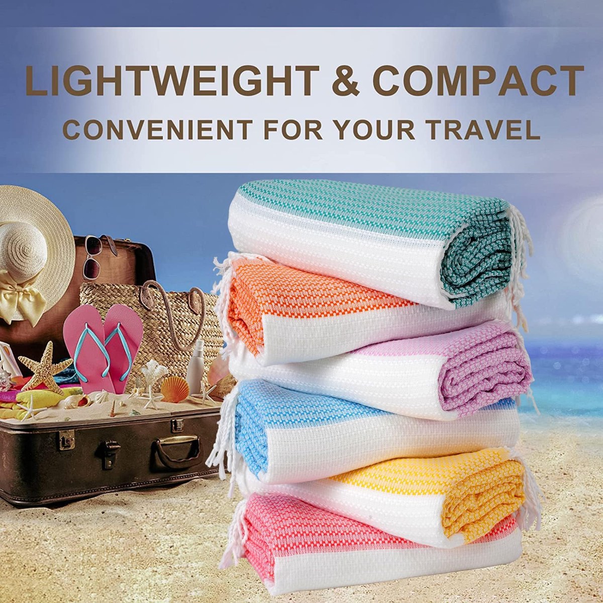 Genovega Sand-Free Turkish Beach Towel Set, view 6