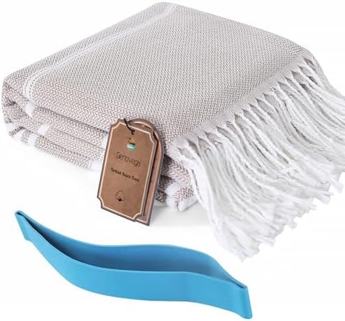 Sand-Free Turkish Beach Towel Set, Thinner Beige