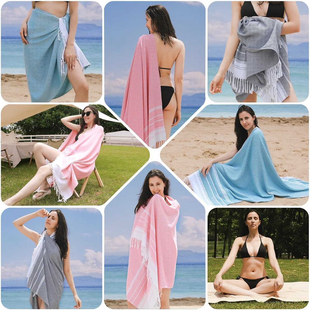 Genovega Turkish Beach Towels 6-Pack, 74 x 38 Inch, view 6