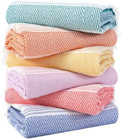 Turkish Beach Towels 6-Pack, 74 x 38 Inch, Option 2