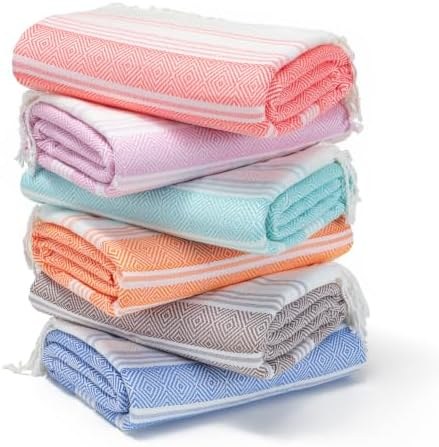 Turkish Beach Towels 6-Pack, 74 x 38 Inch, Option 6