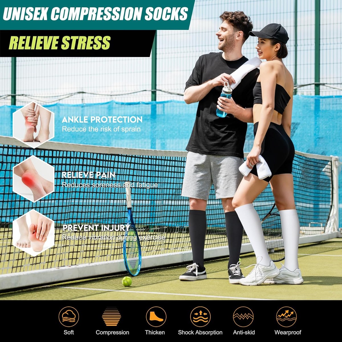 Genovega Wide Calf Compression Socks 3-Pack, view 2