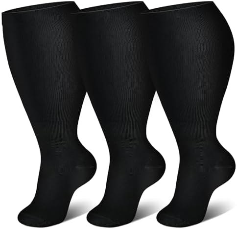 Wide Calf Compression Socks 3-Pack, Option 1